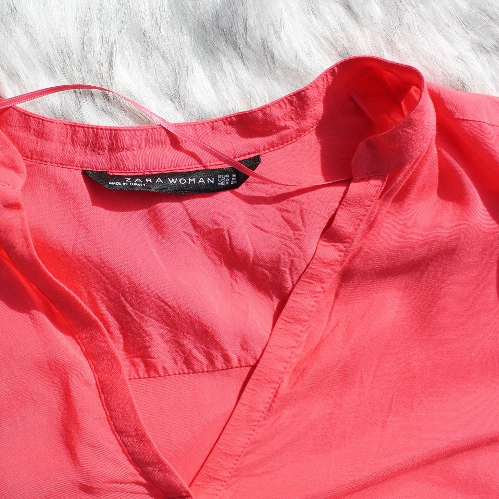 SOLD Zara Woman Coral Blouse Size M - Picture 7 of 7